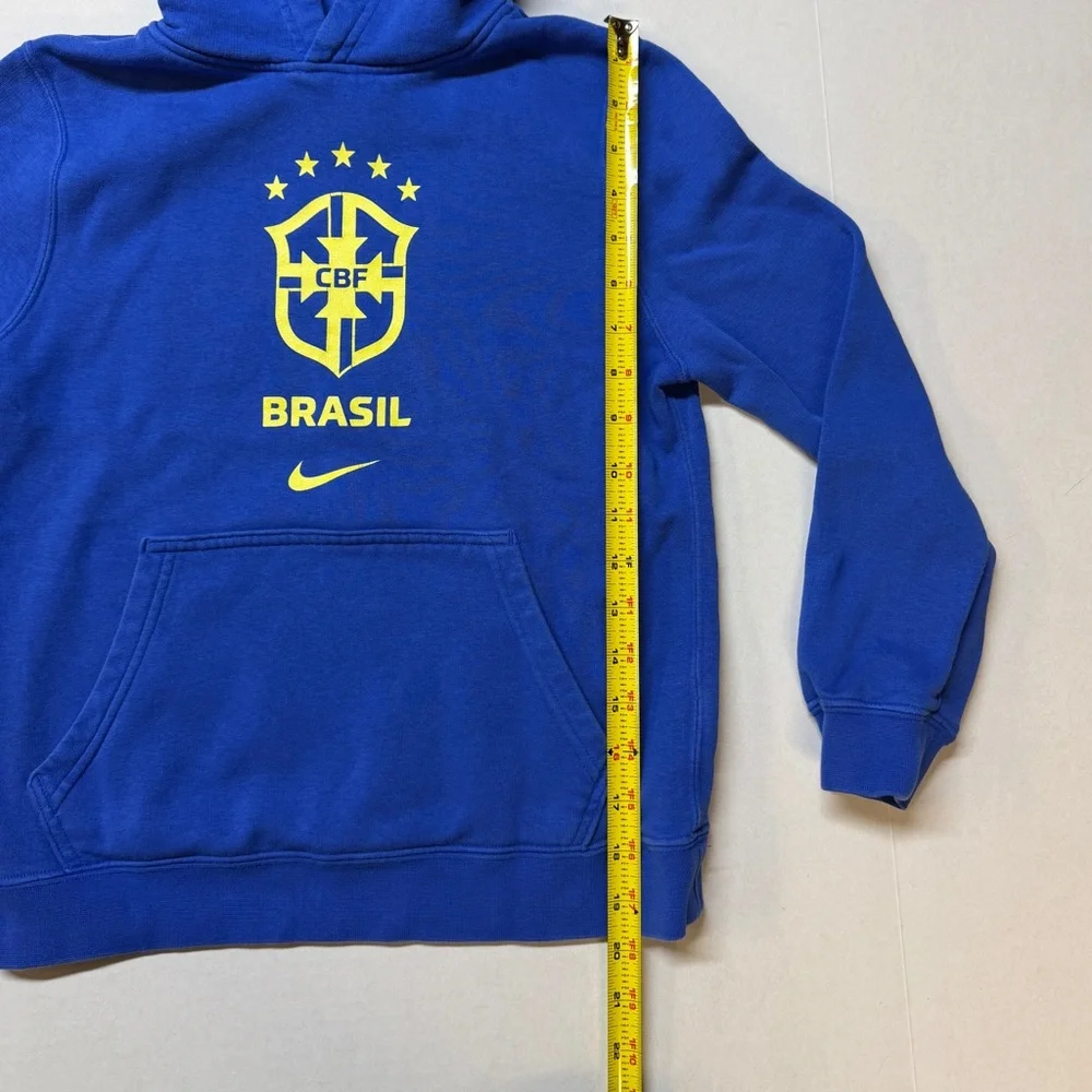 Brasil Nike Soccer CBF Club Kid’s Medium Blue Yellow Pullover Hoodie
